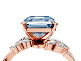 Rose gold Fancy Blue Asscher  Solitaire Marquise Twist Band with Six-Prong Setting_4