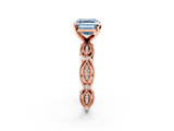 Rose gold Fancy Blue Asscher  Solitaire Milgrain Diamond Engagement Ring with Bezel and Marquise Band_2