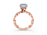 Rose gold Fancy Blue Asscher  Solitaire Milgrain Diamond Engagement Ring with Bezel and Marquise Band_3