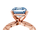 Rose gold Fancy Blue Asscher  Solitaire Milgrain Diamond Engagement Ring with Bezel and Marquise Band_4