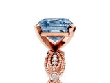 Rose gold Fancy Blue Asscher  Solitaire Milgrain Diamond Engagement Ring with Bezel and Marquise Band_5