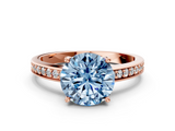 Rose gold Fancy Blue Asscher  Solitaire Pavé Band Prong Setting Ring