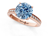 Rose gold Fancy Blue Asscher  Solitaire Pavé Band Prong Setting Ring_1