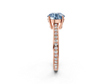 Rose gold Fancy Blue Asscher  Solitaire Pavé Band Prong Setting Ring_2