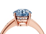 Rose gold Fancy Blue Asscher  Solitaire Pavé Band Prong Setting Ring_4