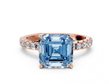 Rose gold Fancy Blue Asscher  Solitaire Pavé Band with Four-Prong Setting_17