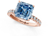 Rose gold Fancy Blue Asscher  Solitaire Pavé Band with Four-Prong Setting_18