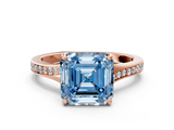 Rose gold Fancy Blue Asscher  Solitaire Pavé Band with Four-Prong Setting_35