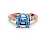 Rose gold Fancy Blue Asscher  Solitaire Pavé Diamond Engagement Ring with Four-Prong Setting_16