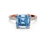 Rose gold Fancy Blue Asscher  Solitaire Pavé Diamond Engagement Ring with Four-Prong Setting_17