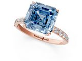 Rose gold Fancy Blue Asscher  Solitaire Pavé Diamond Engagement Ring with Four-Prong Setting_18