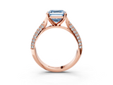 Rose gold Fancy Blue Asscher  Solitaire Pavé Diamond Engagement Ring with Four-Prong Setting_19