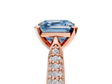 Rose gold Fancy Blue Asscher  Solitaire Pavé Diamond Engagement Ring with Four-Prong Setting_21