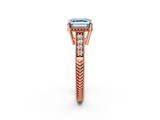 Rose gold Fancy Blue Asscher  Solitaire Pavé Diamond Milgrain Engagement Ring with Four-Prong Setting_2