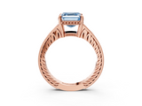 Rose gold Fancy Blue Asscher  Solitaire Pavé Diamond Milgrain Engagement Ring with Four-Prong Setting_3