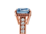 Rose gold Fancy Blue Asscher  Solitaire Pavé Diamond Milgrain Engagement Ring with Four-Prong Setting_5