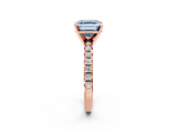 Rose gold Fancy Blue Asscher  Solitaire Pave Diamond Engagement Ring with Four-Prong Setting_2