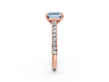 Rose gold Fancy Blue Asscher  Solitaire Pave Diamond Engagement Ring with Prong Setting_2