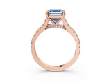 Rose gold Fancy Blue Asscher  Solitaire Pave Diamond Engagement Ring with Prong Setting_3