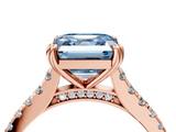 Rose gold Fancy Blue Asscher  Solitaire Pave Diamond Engagement Ring with Prong Setting_4