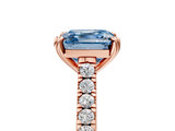 Rose gold Fancy Blue Asscher  Solitaire Pave Diamond Engagement Ring with Prong Setting_5