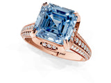 Rose gold Fancy Blue Asscher  Solitaire Pave Split Shank Ring with Four-Prong Setting_70