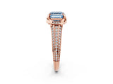 Rose gold Fancy Blue Asscher  Solitaire Pave Split Shank Ring with Four-Prong Setting_71