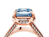 Rose gold Fancy Blue Asscher  Solitaire Pave Split Shank Ring with Four-Prong Setting_73