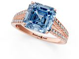 Rose gold Fancy Blue Asscher  Solitaire Split Shank Pavé Diamond Engagement Ring_18