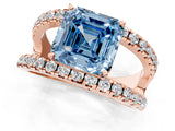 Rose gold Fancy Blue Asscher  Solitaire Split Shank Pave Diamond Ring_47