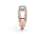 Rose gold Fancy Blue Asscher  Solitaire Split Shank Pave Diamond Ring_48