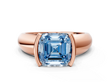 Rose gold Fancy Blue Asscher  Solitaire Tension Set Diamond Ring with Wide Band_37
