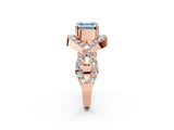Rose gold Fancy Blue Asscher  Solitaire Twist Band Pavé Diamond Engagement Ring_17