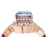 Rose gold Fancy Blue Asscher  Solitaire Twist Band Pavé Diamond Engagement Ring_19