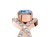 Rose gold Fancy Blue Asscher  Solitaire Twist Band Pavé Diamond Engagement Ring_20