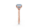 Rose gold Fancy Blue Asscher  Solitaire Twist Band Ring with Four-Prong Setting_83