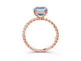 Rose gold Fancy Blue Asscher  Solitaire Twist Band Ring with Four-Prong Setting_84