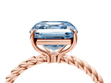 Rose gold Fancy Blue Asscher  Solitaire Twist Band Ring with Four-Prong Setting_85