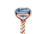 Rose gold Fancy Blue Asscher  Solitaire Twist Band Ring with Four-Prong Setting_86
