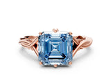 Rose gold Fancy Blue Asscher  Solitaire Twist Band Six-Prong Setting 1