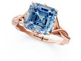 Rose gold Fancy Blue Asscher  Solitaire Twist Band Six-Prong Setting 2