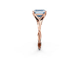 Rose gold Fancy Blue Asscher  Solitaire Twist Band Six-Prong Setting 3