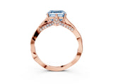 Rose gold Fancy Blue Asscher  Solitaire Twist Band Six-Prong Setting 4