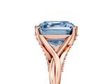 Rose gold Fancy Blue Asscher  Solitaire Twist Band Six-Prong Setting