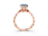 Rose gold Fancy Blue Asscher  Solitaire Twist Band with Leaf Prong Setting 4