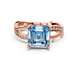 Rose gold Fancy Blue Asscher  Solitaire Twist Band with Pavé Accents and Four-Prong Setting_20