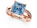 Rose gold Fancy Blue Asscher  Solitaire Twist Band with Pavé Accents and Four-Prong Setting_21