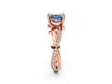 Rose gold Fancy Blue Asscher  Solitaire Twist Band with Pavé Accents and Four-Prong Setting_22