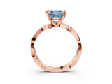 Rose gold Fancy Blue Asscher  Solitaire Twist Band with Pavé Accents and Four-Prong Setting_23