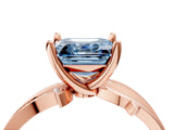 Rose gold Fancy Blue Asscher  Solitaire Twist Band with Pavé Accents and Four-Prong Setting_24